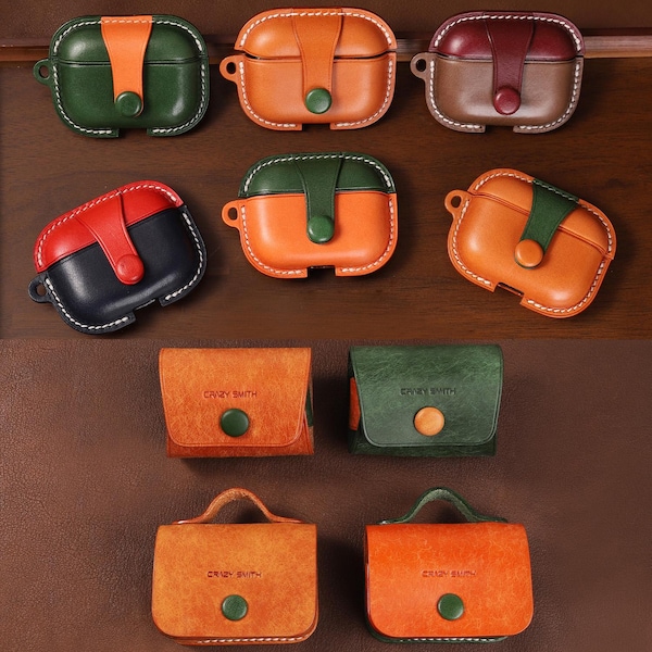 Genuine Leather AirPods Case Cover AirPods Pro 1st/2nd/3rd/4th Case Holder Full Grain Leather Handmade Personalised Gifts for Apple Users