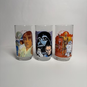 Star Wars Burger King vintage 1977 glass cups Darth Vader Luke Skywalker C-3PO