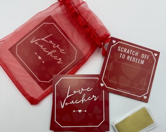 Romantic Love Scratch-Off DIY Coupon and Vouchers for him and her on Holidays, Valentines and Anniversaries