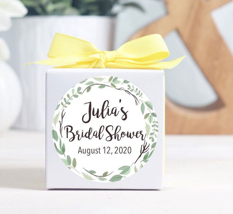 Custom Bridal Shower Stickers Personalized Labels Wreath For Favors Image 0