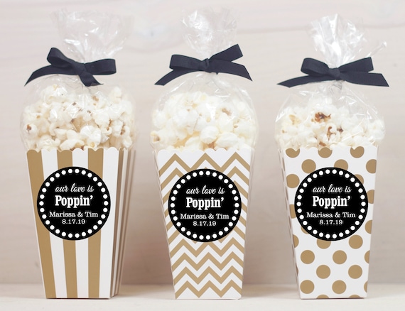 24 Personalised vintage//retro Wedding Favour Tag Sweets//Popcorn popped with love