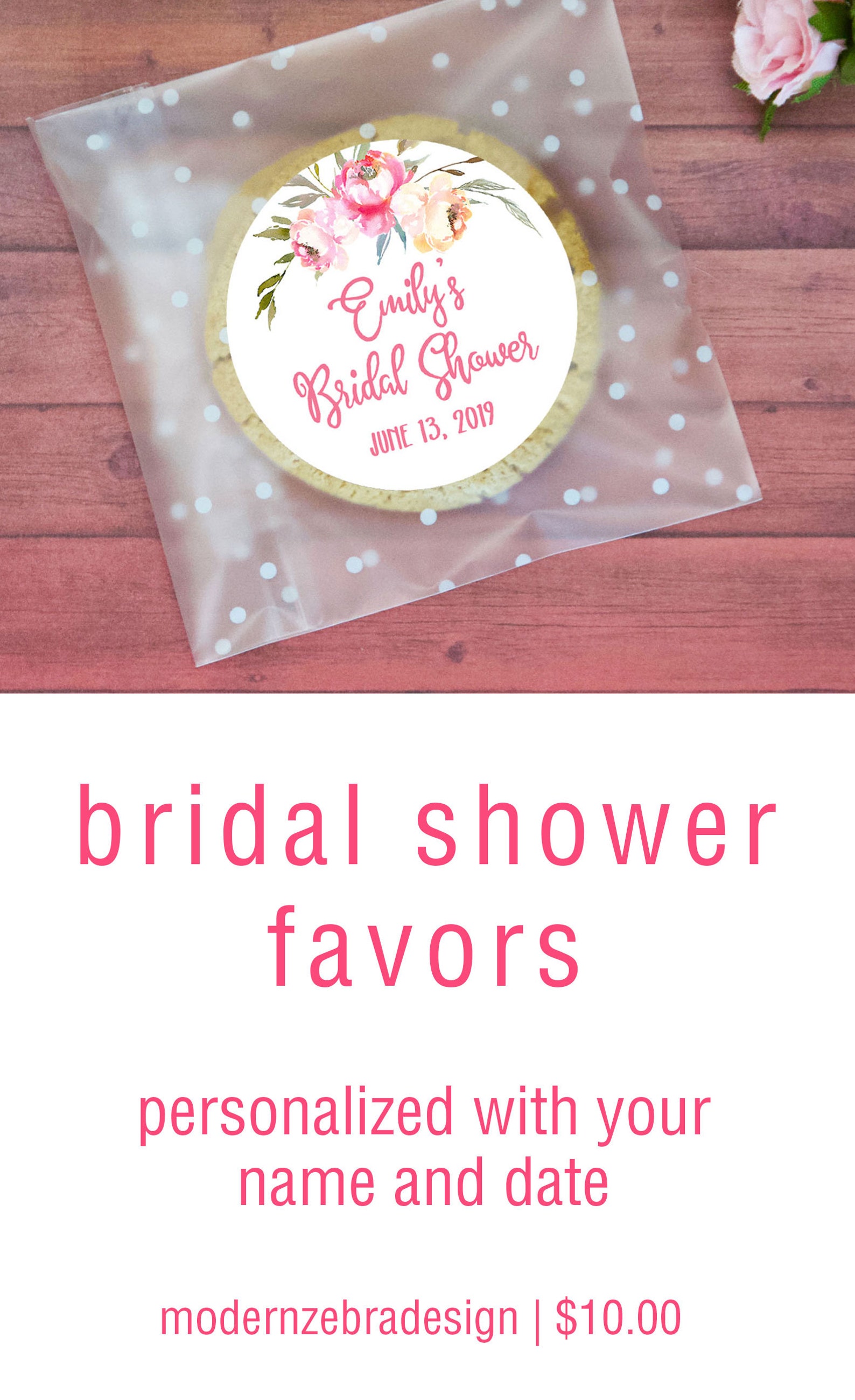 12 Cookie Favor Bags Personalized Bridal Shower Favor Bags Etsy