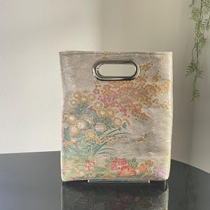 Obi Remake Silk Bag |  Nishijin weave | Elegant Design,Upcycled Kimono Belt Bag | floral  Bag | Kimono Bag | Japanese style bag