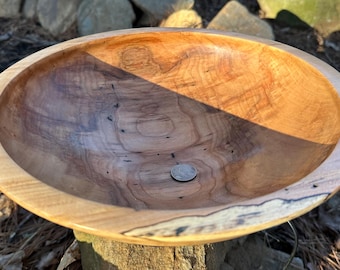 Handcrafted Spalted Red Maple Bowl – 12" Wide, 4" Deep – Natural Bug Holes & Unique Spalted Grain