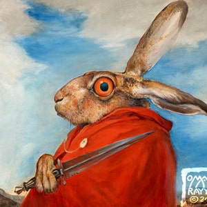 The March Hare print Ides of March, Crazy Rabbit, Bunny Eyes, Artwork image 1