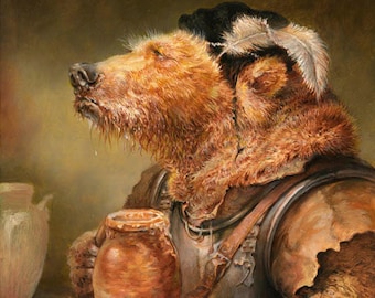 Bière à Stein Bear (impression) - bière, hydromel, art de bar, cadeau pour homme, armure, oeuvre d'art, illustration