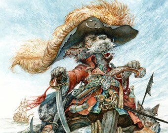 Captain Cur (print) pirate art storytelling fantasy dog fox animal artwork boat