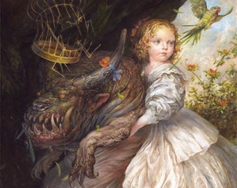 Allegory (print) - child little girl monster pet funny favorite beauty and the beast