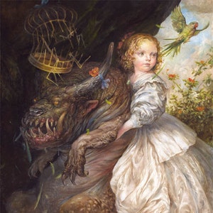 Allegory (print) - child little girl monster pet funny favorite beauty and the beast