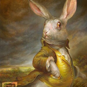 White Rabbit (print) alice in wonderland, bunny, hare, illustration, storybook artwork