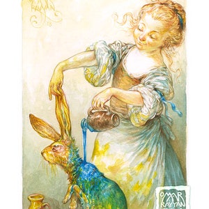 Dyeing Her Hare (5x7 mini print)- rabbit, bunny, hair color, hair care, pets, puns, hair salon