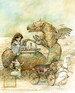 Interlude with the Gryphon (print) Alice in Wonderland, chess game, white rabbit, griffin, fantasy art, illustration, story 