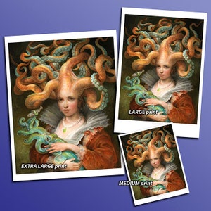 Contessa with Squid print fantasy art octopus woman squid tentacles mother and child image 2