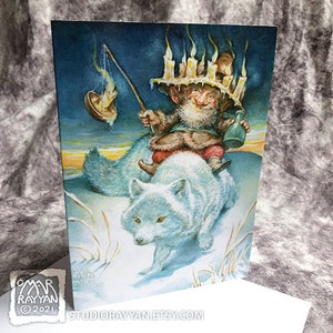 Lumières arctiques (carte de voeux) - renard d'hiver, vacances de conte de fées, Noël, carte-cadeau