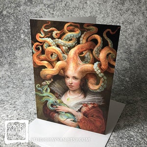 Contessa with Squid (Greeting Card) - tentacles, mother and child, birthday, gift card