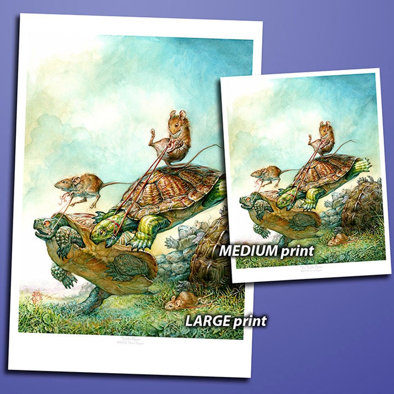 Turtle Race (print)- Mouse Rider, Steeplechase, Riding, Sports, Fantasy ...
