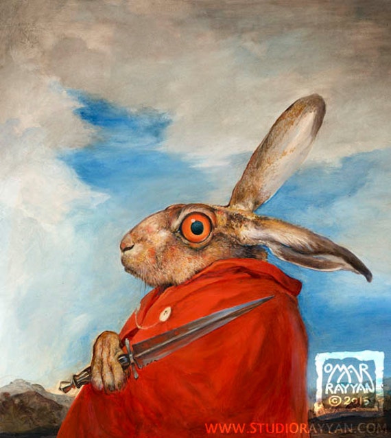 The March Hare (print) Ides of March, Crazy Rabbit, Bunny Eyes, Artwork