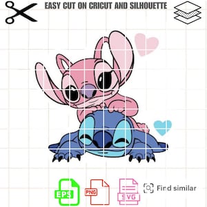 stitch and angel svg, stitch and angel digital prints, stitch love angel