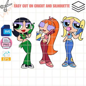 Powerpuff Girls Bundle Svg, Blossom Eyes Svg, Buttercup Svg, Bubbles Svg, Cricut, Silhouette Vector Cut File