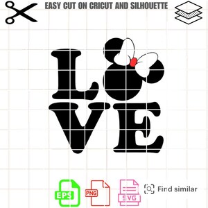 Love Svg, Valentines Love Svg, Mouse Head Love Svg, Mickey Valentines Day Svg, Valentines Day Svg, Mouse Head Svg, Digital Download