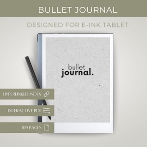 Bullet Journal, E-Ink Tablet, Pages With Stripes, Templates, Digital Planner, Minimalist Tablet Planner, ReMarkable 2, Hyperlinked, Notebook