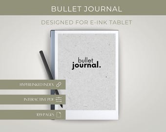 Bullet Journal, E-Ink Tablet, Pages With Stripes, Templates, Digital Planner, Minimalist Tablet Planner, ReMarkable 2, Hyperlinked, Notebook
