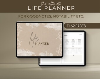 Vertical Life Planner, Minimalist Digital Journal (Goodnotes, Notability) (Digital Download)