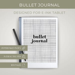 Bullet Journal, E-Ink Tablet, Pages With Stripes, Templates, Digital Planner, Minimalist Tablet Planner, ReMarkable 2, Hyperlinked, Notes