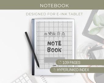 Digital Notebook, Hyperlinked Index for E-Ink Tablet (PDF Template)