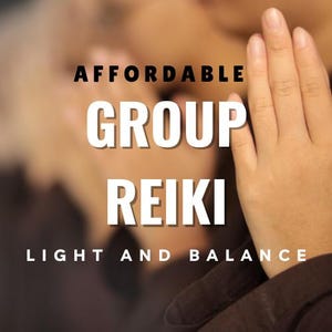 Puede incluir: Primer plano de las manos de una persona con el texto "AFFORDABLE GROUP REIKI LIGHT AND BALANCE" superpuesto en la imagen.
