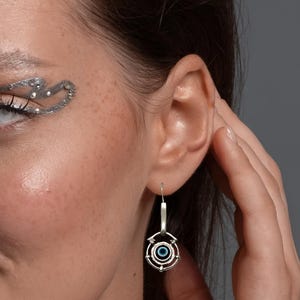 Trendy Silver Evil Eye Earring - Boho Style Accessory