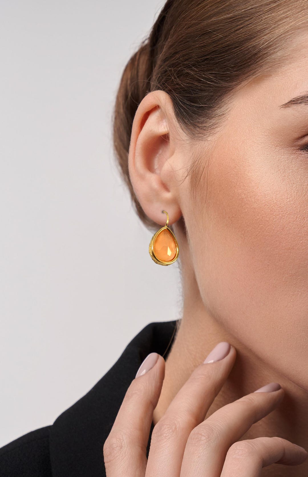 Gold Plated Gemstone Cat Eye Earrings - Elegant Dainty Jewelry - Dainty ...