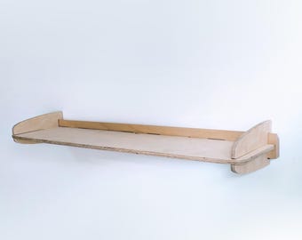 SW96 - Long Floating Shelf for Wall Panel | Adjustable Wooden Bookshelf | Minimalist Wall Display Rack | Birch Plywood NLC System