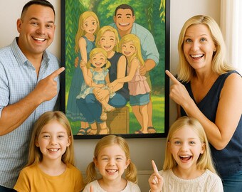 Personalisierte Anime Style Familien Paar Porträt - Anime Kunstwerk - Familien Geschenkidee - Digitale Datei