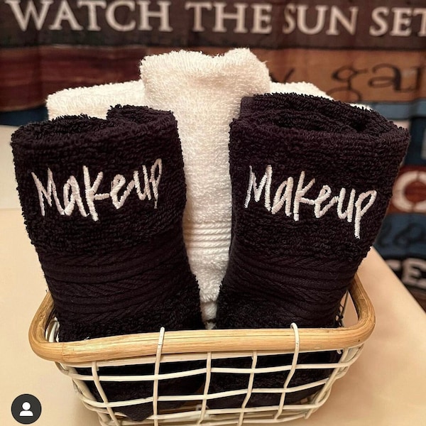 2 Pack of Makeup Removal Embroidered Towels, Reusable Washcloths, Fade Resistant Towels, Perfect for STR, Airbnb or Vrbo