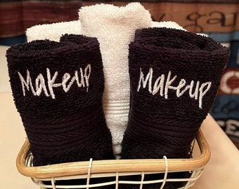 2 Pack of Makeup Removal Embroidered Towels, Reusable Washcloths, Fade Resistant Towels, Perfect for STR, Airbnb or Vrbo