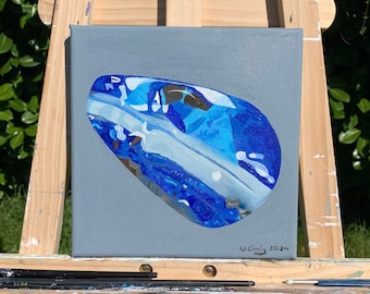 Original painting with an Australian boulder opal as subject, oil on canvas, 20 cm x 20 cm