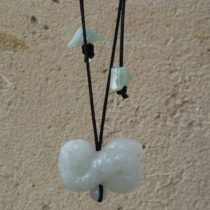 Necklace, chinese zodiac, snake, jade, jadeite: Important, French vat is included,20% off for US, australian and canadian buyers