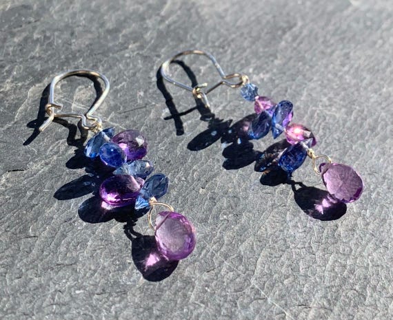 Silver earrings with precious stones:  IMPORTANT, French vat is included, 20% off for US and canadian buyers