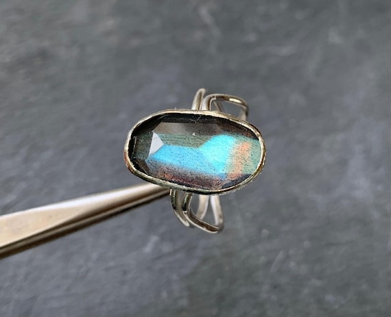Silver ring, 1 labradorite: IMPORTANT, French vat is included, 20% off for US, australian and canadian buyers