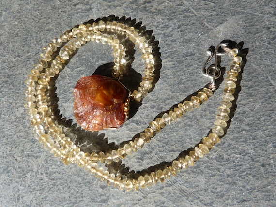 Silver necklace, 24 k gold, mother of pearl, citrines : IMPORTANT,French vat is included,off 20% for US, australian and canadian buyers