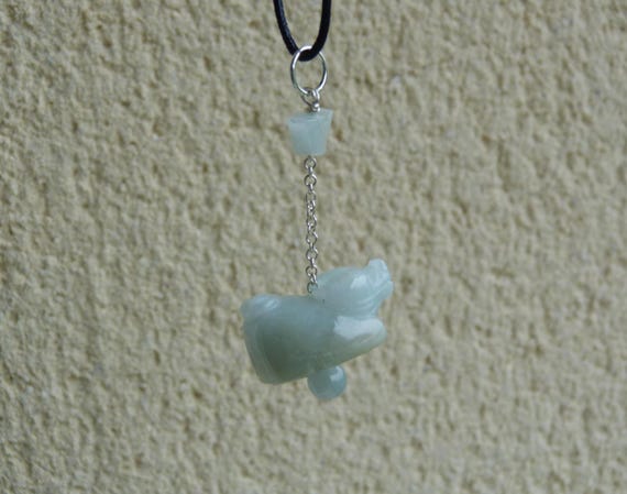 Silver pendant, chinese zodiac, ox, jade, jadeite: Important, French vat is included, 20% off for US, australian and canadian buyers