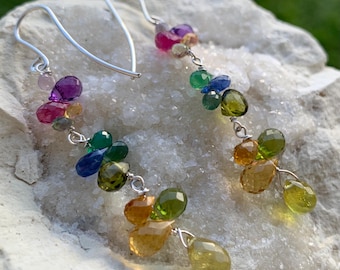 Silver earrings with precious stones:  IMPORTANT, French vat is included, 20% off for US, australian and canadian buyers