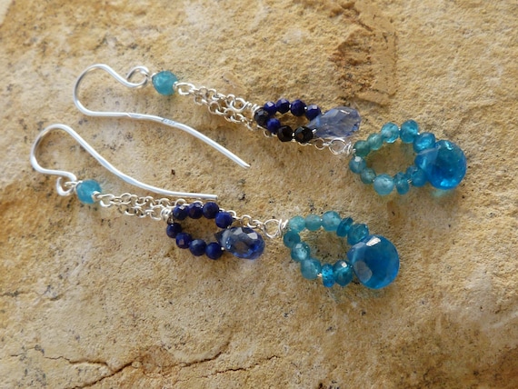 Silver earrings with precious stones: IMPORTANT, French vat is included, 20% off for US, australian and canadian buyers