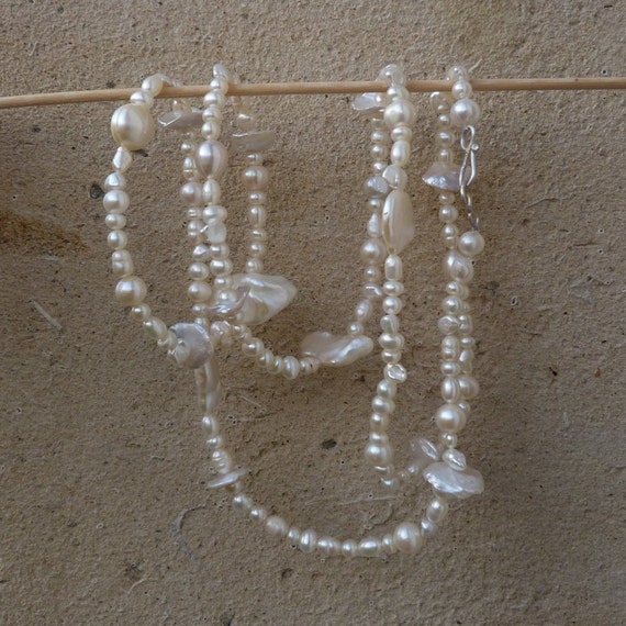 Silver necklace, keishi and freshwater pearls; Important, French vat is included, 20% off forUS, australian and canadian buyers
