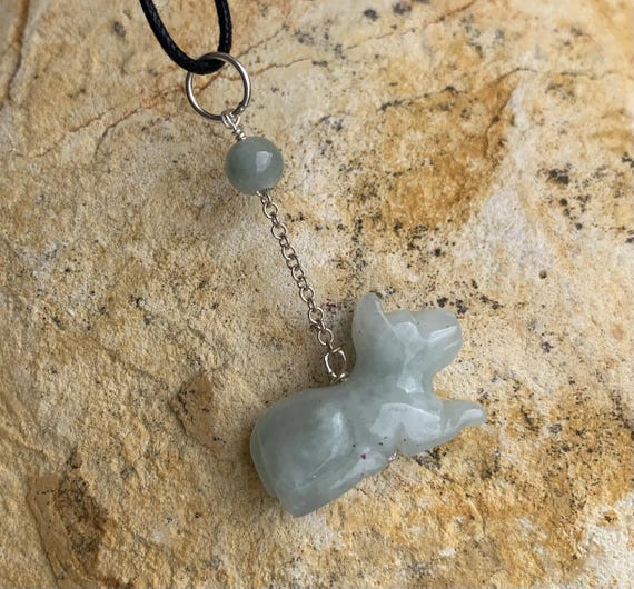 Silver pendant, chinese zodiac, dog, jade, jadeite: Important, French vat is included,20% off for US, australian and canadian buyers