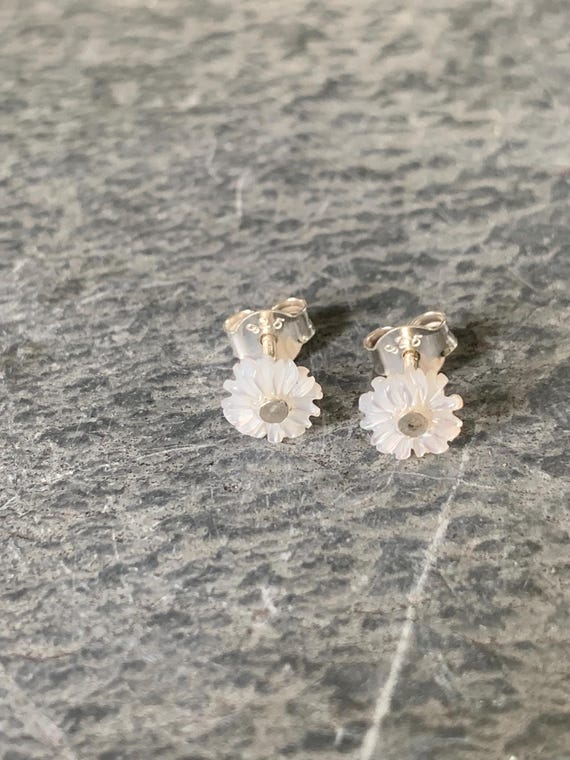 Boucles D'oreilles Puces Argent 925 - Fleurs En Nacre Rose - Bijou Femme élégant | Neuf Avec étiquettes