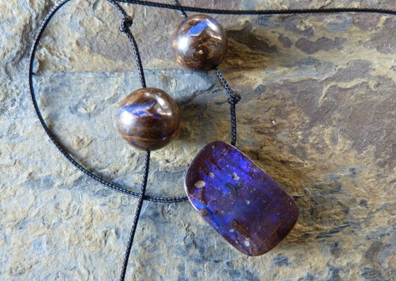 Necklace, australian boulder opals;I MPORTANT,French vat is included,20% off for US, UK, australian and canadian buyers