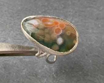 Silver XXL ring with 1 ocean jasper: IMPORTANT,French vat is included, 20% off for US, australian and canadian buyers