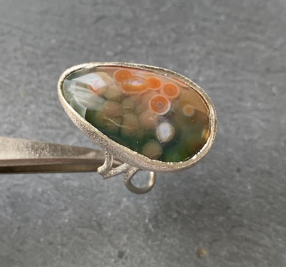 Silver XXL ring with 1 ocean jasper: IMPORTANT,French vat is included, 20% off for US, australian and canadian buyers